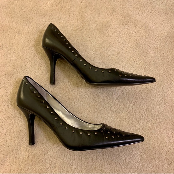 Rampage black leather studded heels size 7 1/2 - Picture 2 of 5